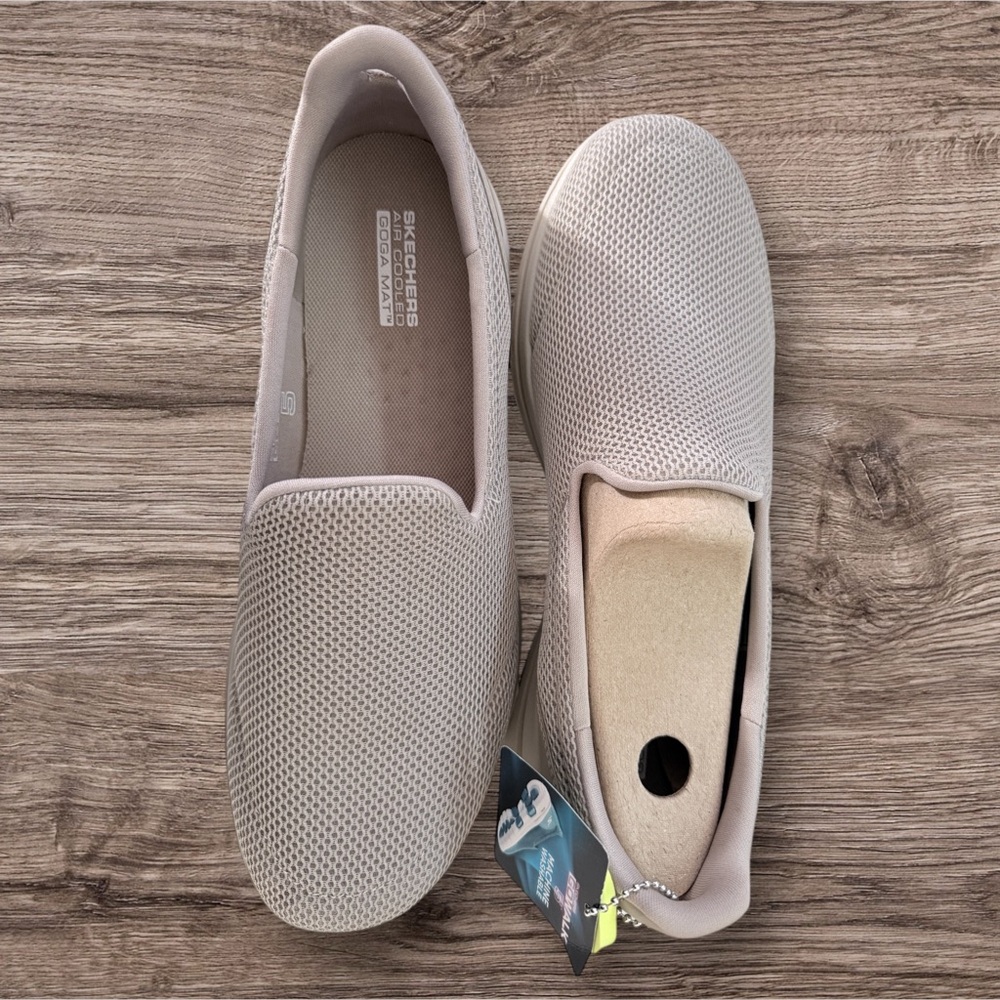 Skechers Women's Taupe Mesh Slip-On Sneakers